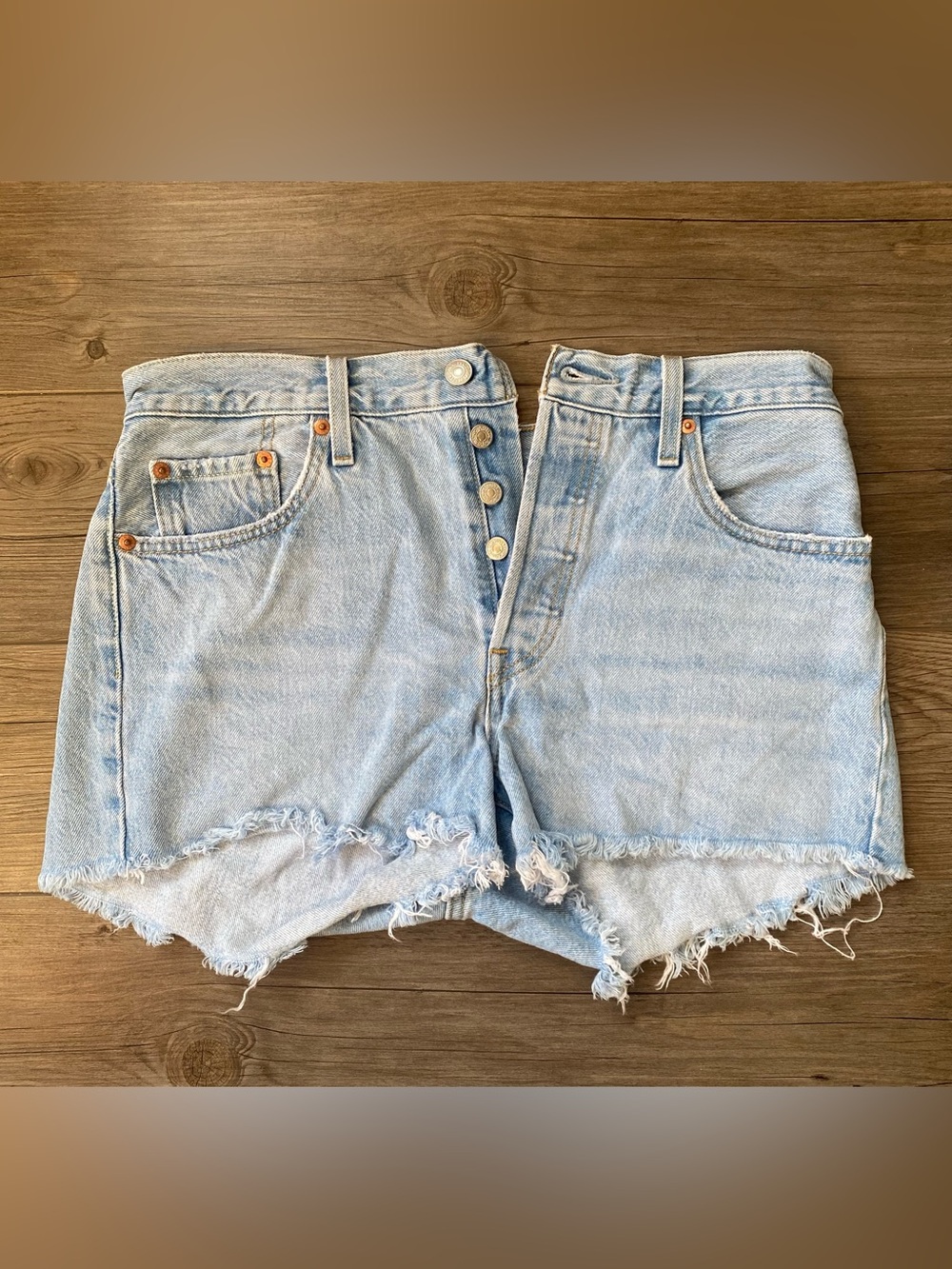 Levi’s 501 Original Button Fly Cutoff Shorts | Light Wash High Rise Denim Shorts